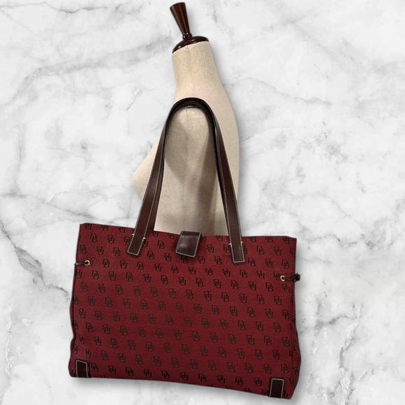 Dooney & Bourke Red Monogram Canvas Tote Bag - Picture 2 of 14